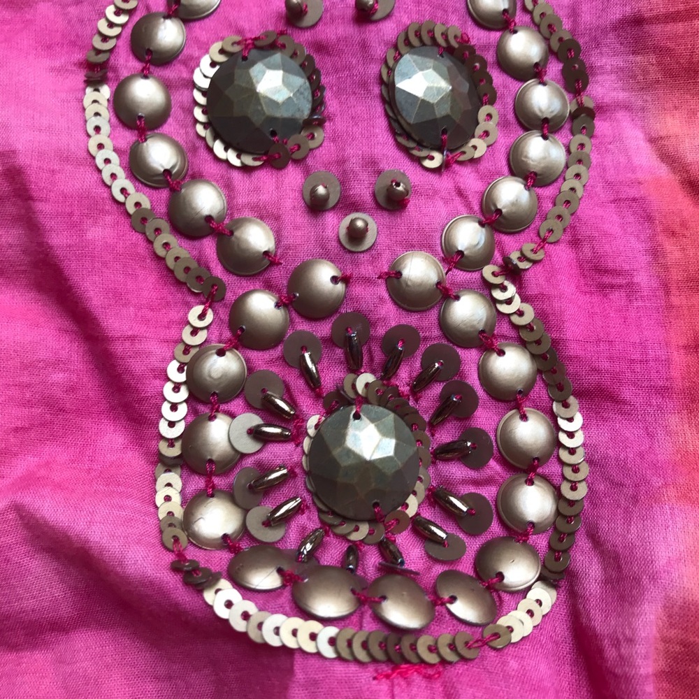 Michael Michael Kors Pink Orange Cotton Beaded Tunic Top, EUC, S - Picture 6 of 14